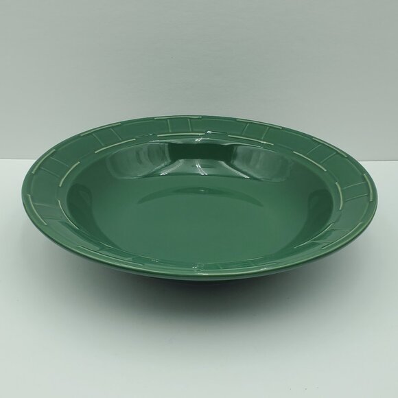Longaberger Pottery Ivy Green 12" Pasta Serving Bowl Woven Traditions Dark Green - Picture 3 of 5